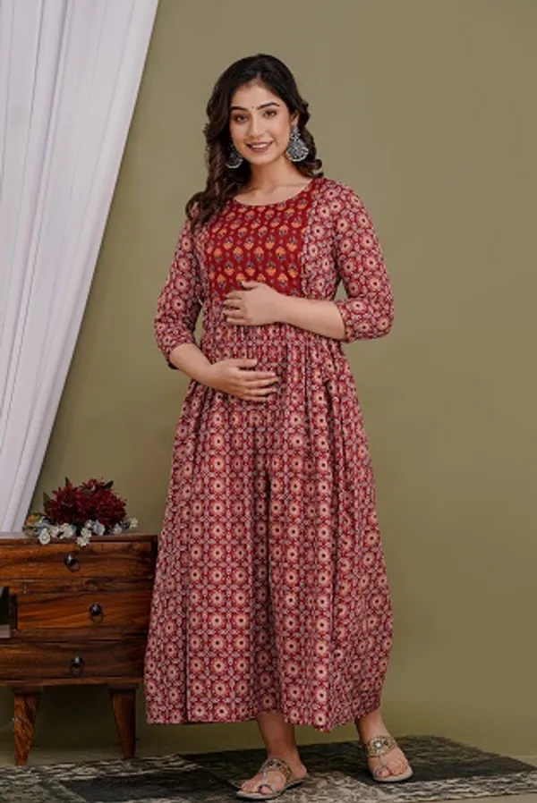 Block_rom_cotton_maternity_and_feeding_kurti_Combo_Of_2