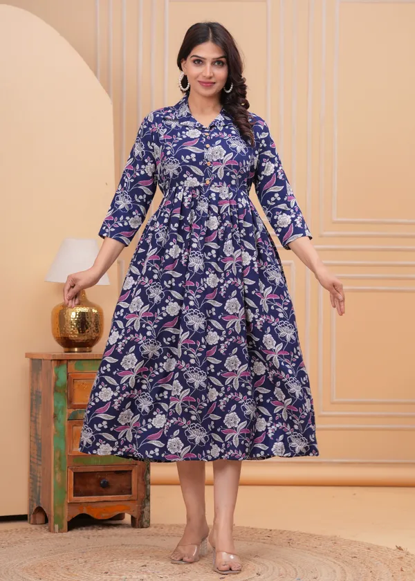 Blue_Flower_rayon_maternity_and_feeding_kurti
