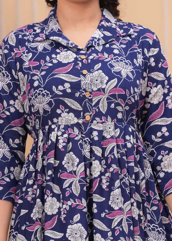 Blue_Flower_rayon_maternity_and_feeding_kurti