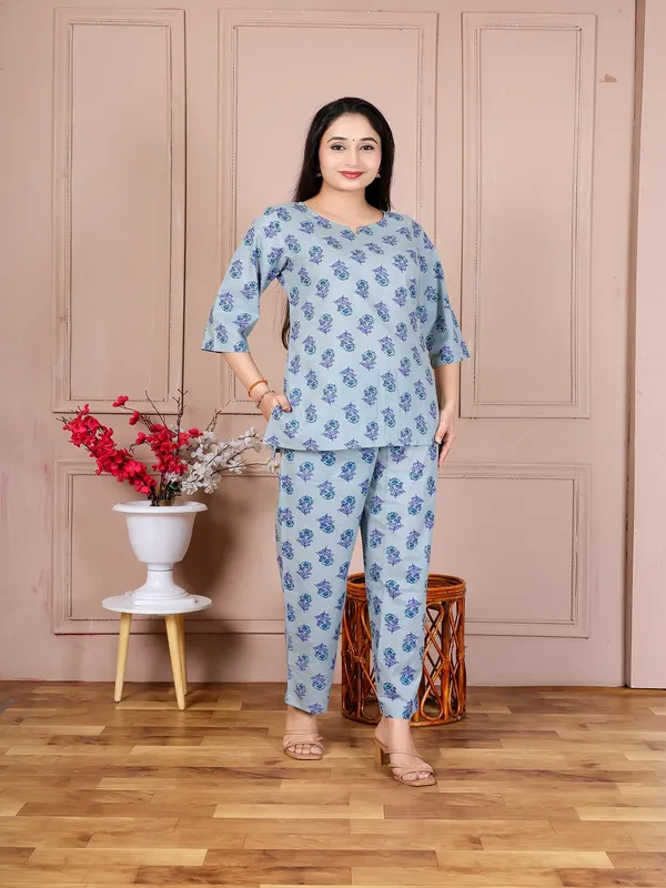 Blue_Rose_flower_cotton_cord_set