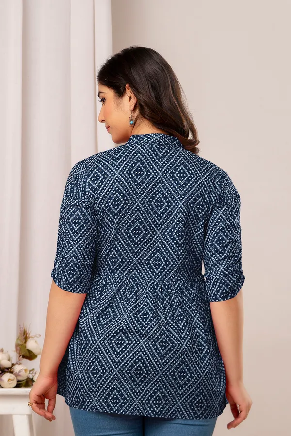 Blue_bhandej__Top_For_Women_Pure_Cotton_Casual