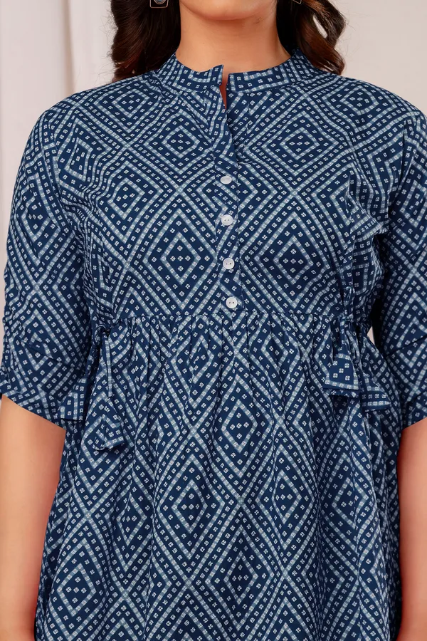 Blue_bhandej__Top_For_Women_Pure_Cotton_Casual