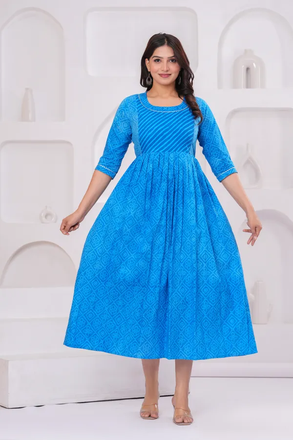 Blue_bhandez_cotton_maternity_and_feeding_kurti