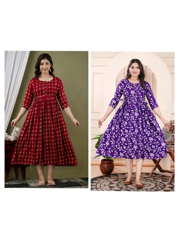 Blue_bummer_with_red_dot_Rayon_maternity_and_feeding_kurti_Combo_Of_2