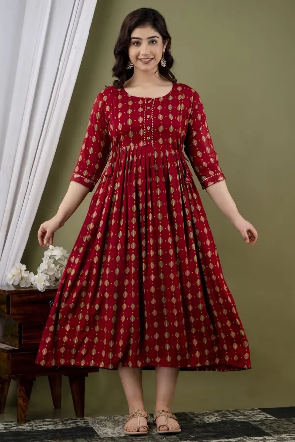 Blue_bummer_with_red_dot_Rayon_maternity_and_feeding_kurti_Combo_Of_2