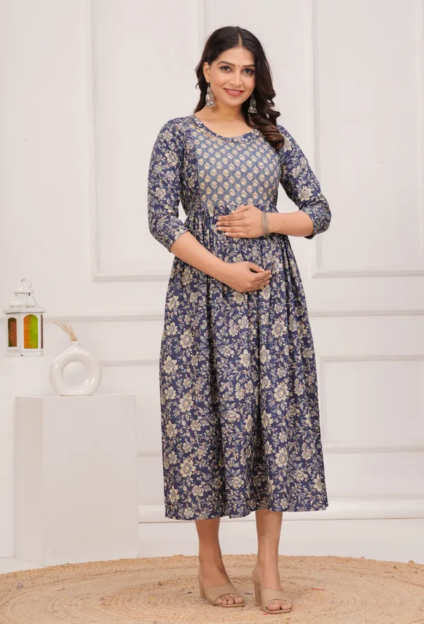 Blue_dote_chidi_cotton__maternity_and_feeding_kurti