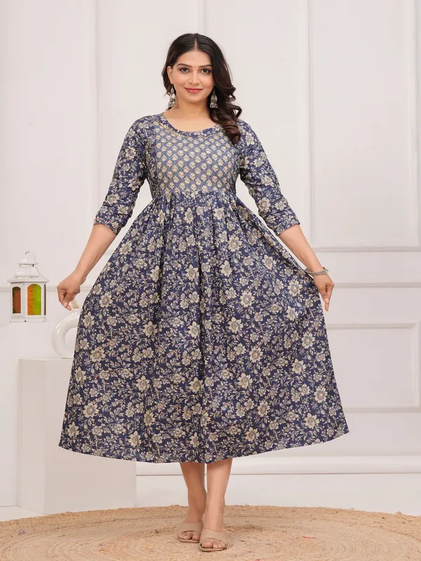 Blue_dote_chidi_cotton__maternity_and_feeding_kurti