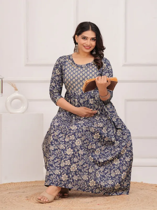 Blue_dote_chidi_cotton__maternity_and_feeding_kurti