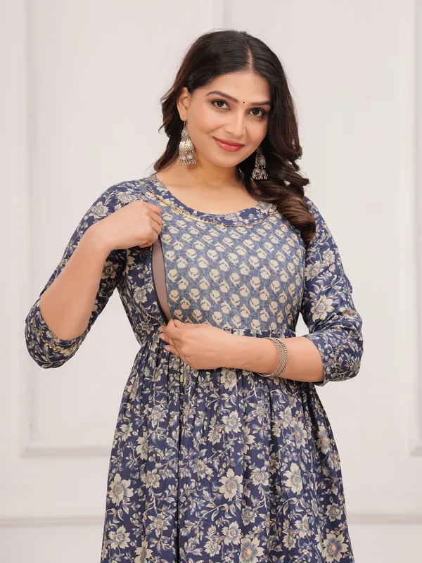 Blue_dote_chidi_cotton__maternity_and_feeding_kurti