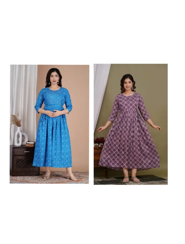 Blue_flak_cotton_maternity_And_feeding_kurti_Combo_Of_2