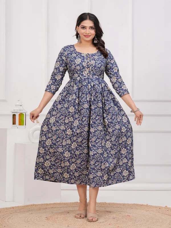 Blue_fool_cotton__maternity_and_feeding_kurti