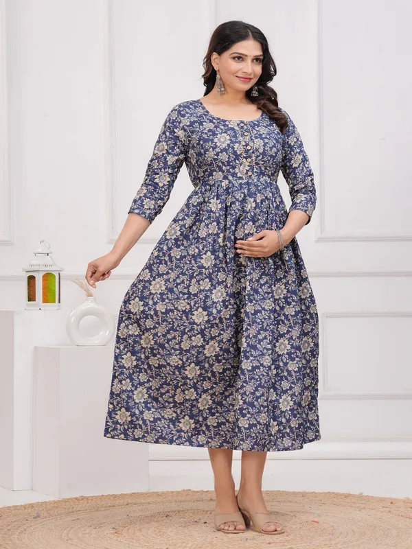 Blue_fool_cotton__maternity_and_feeding_kurti