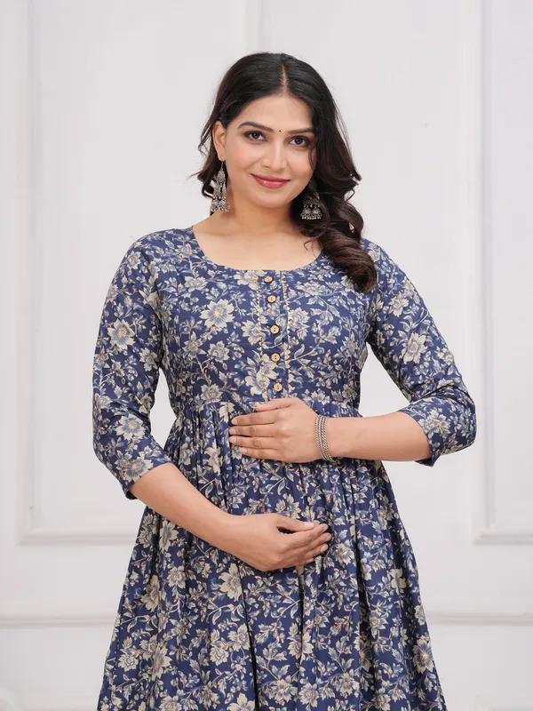 Blue_fool_cotton__maternity_and_feeding_kurti