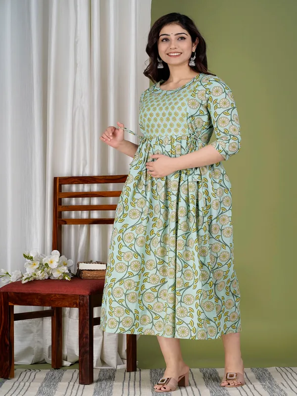 Blue_green_cotton_maternity_and_feeding_kurti_combo__Of_2