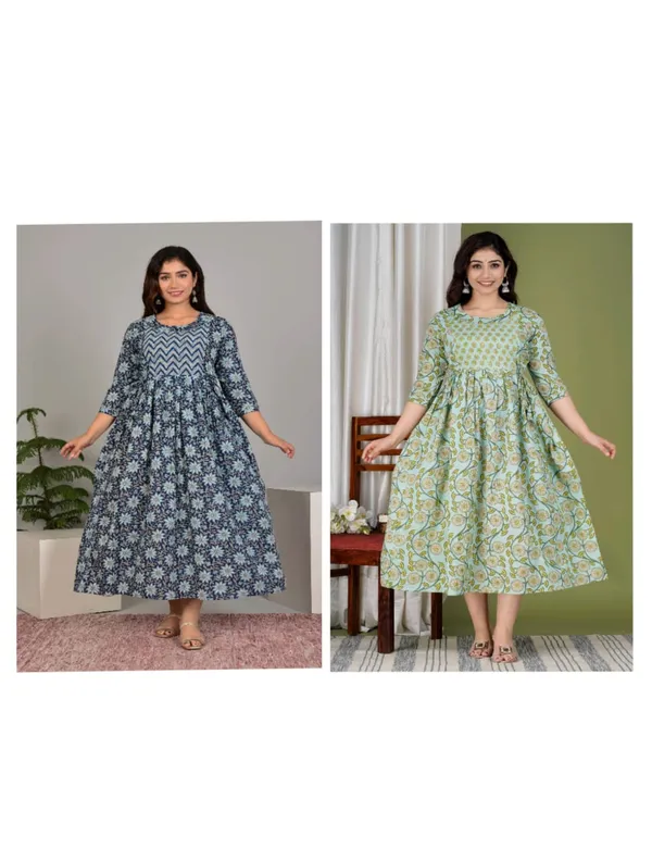 Blue_green_cotton_maternity_and_feeding_kurti_combo__Of_2