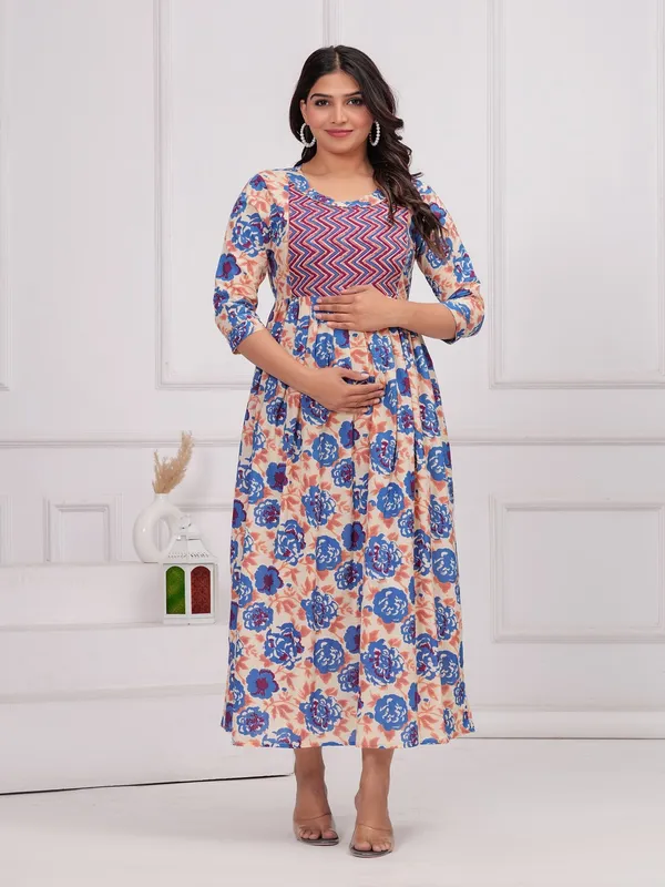 Blue_mix_cotton__maternity_and_feeding_kurti