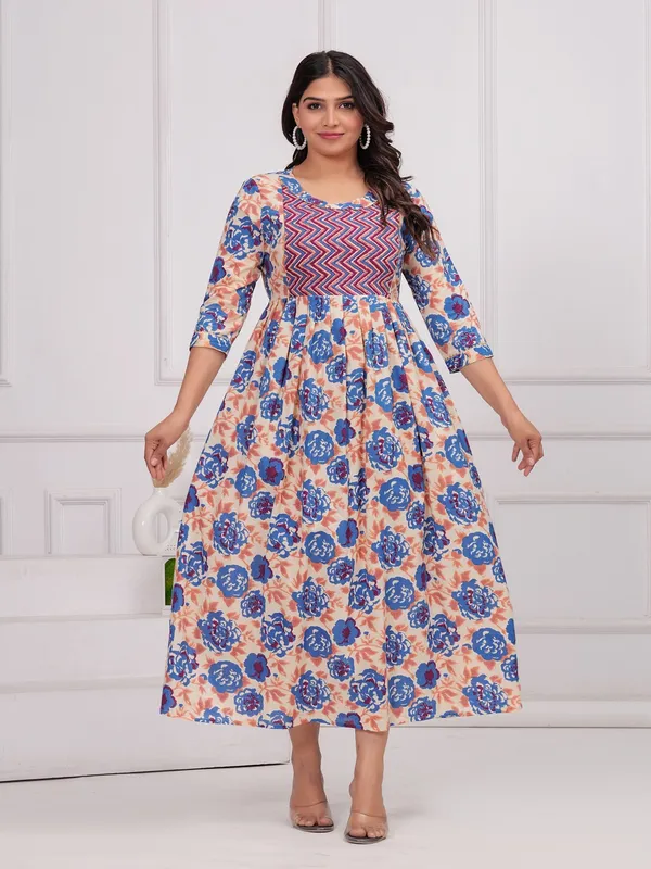 Blue_mix_cotton__maternity_and_feeding_kurti