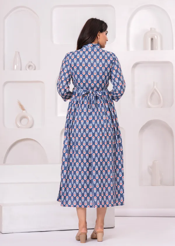 Blue_smooth_cotton_maternity_and_feeding_kurti