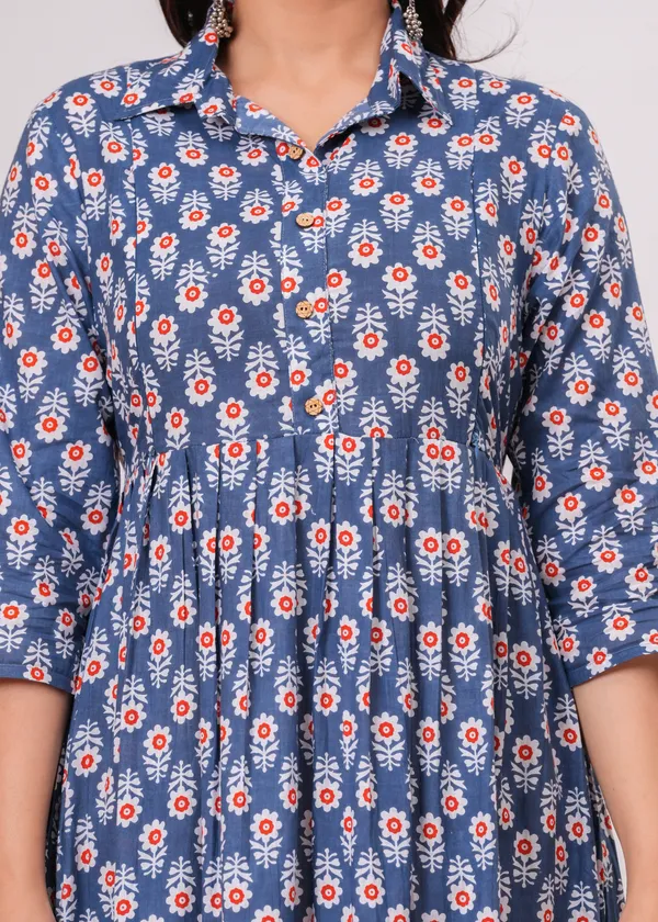 Blue_smooth_cotton_maternity_and_feeding_kurti