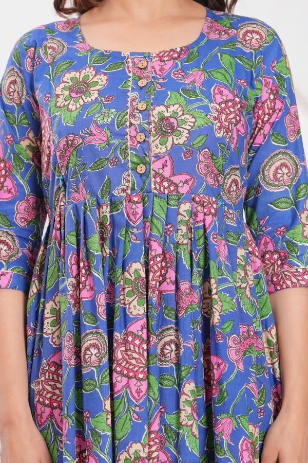 Blue_strang_cotton_maternity_and_feeding_kurti