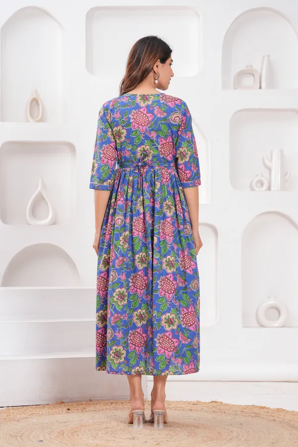 Blue_strang_cotton_maternity_and_feeding_kurti