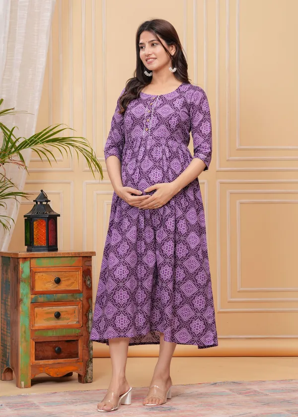 Brown_pal_combo_cotton_maternity_and_feeding_kurti_Combo_Of_2