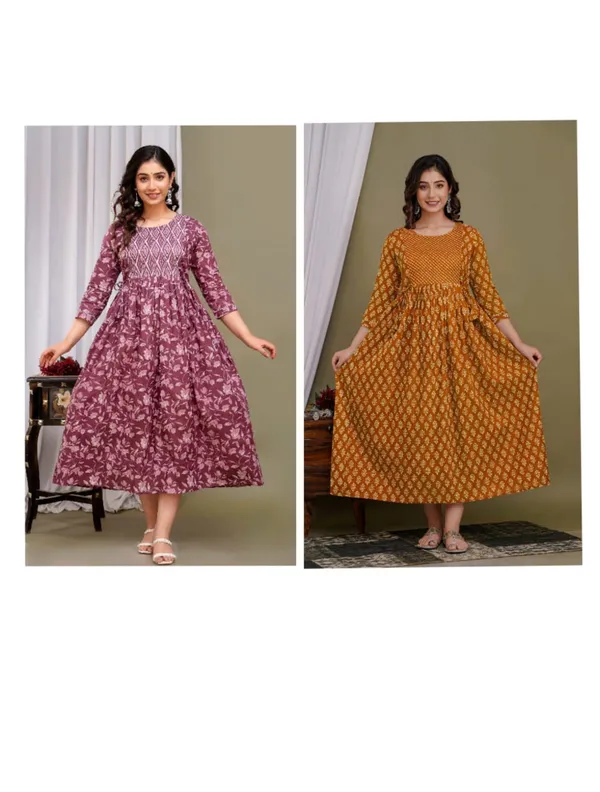 Brown_pro_cotton_maternity_and_feeding_kurti__Combo_Of_2