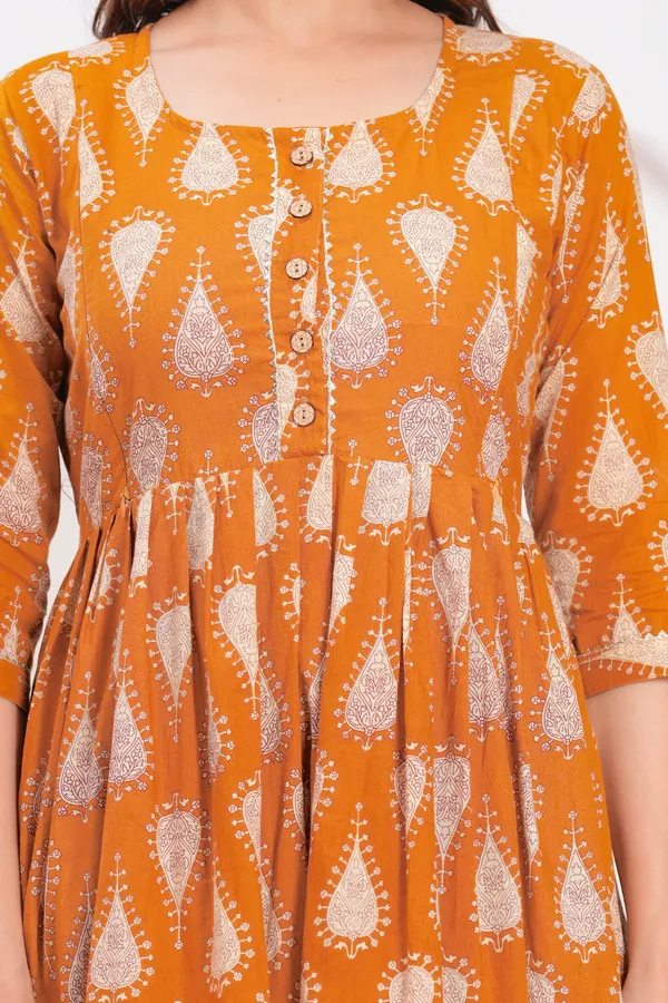 Brown_satkon_cotton_maternity_and_feeding_kurti