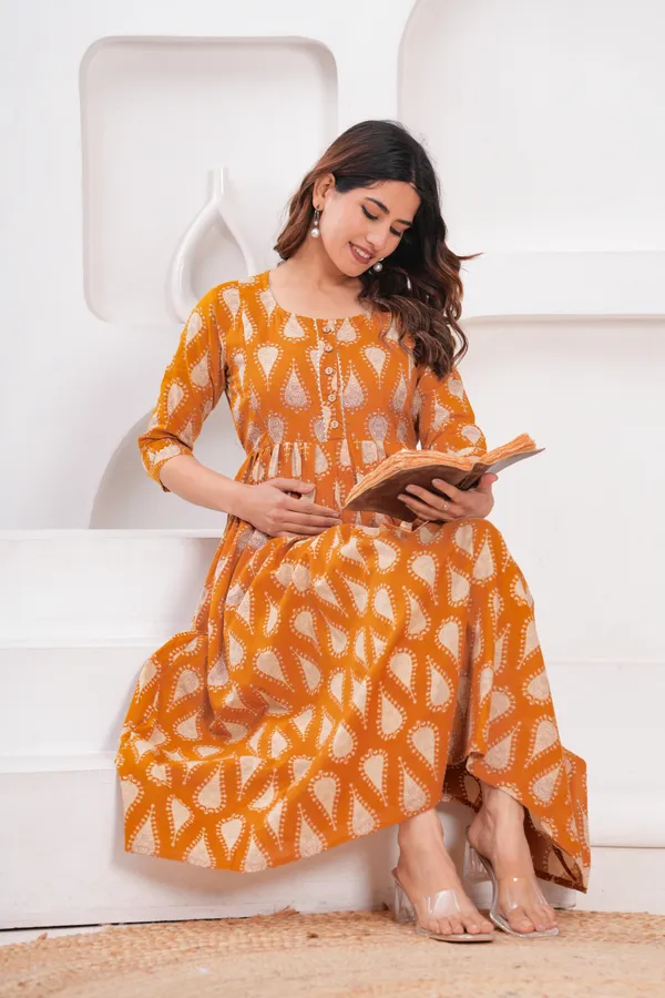 Brown_satkon_cotton_maternity_and_feeding_kurti