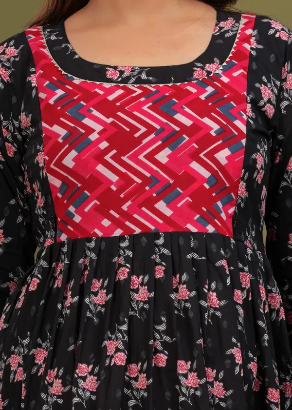 Burbun_black_Cotton_Maternity_And_Feeding_Kurti