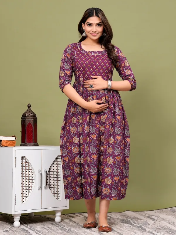 Burbun_check_cotton_maternity_and_feeding_kurti_Combo_Of_2