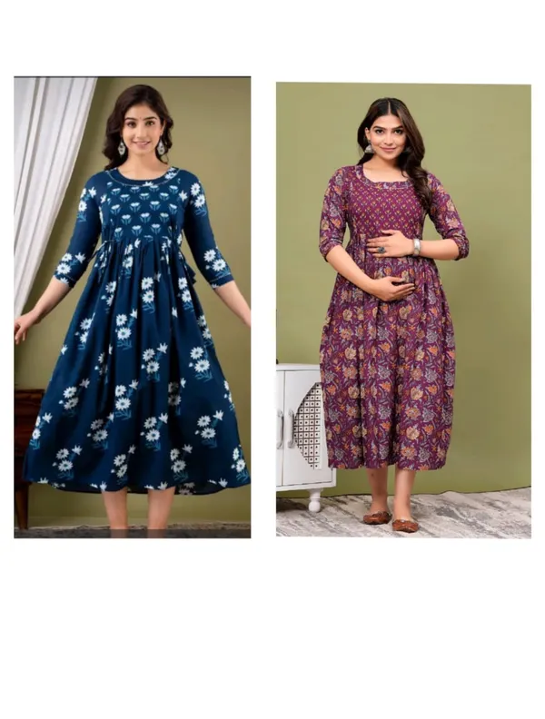 Burbun_pathkha_cotton_maternity_and_feeding_kurti_Combo_Of_2