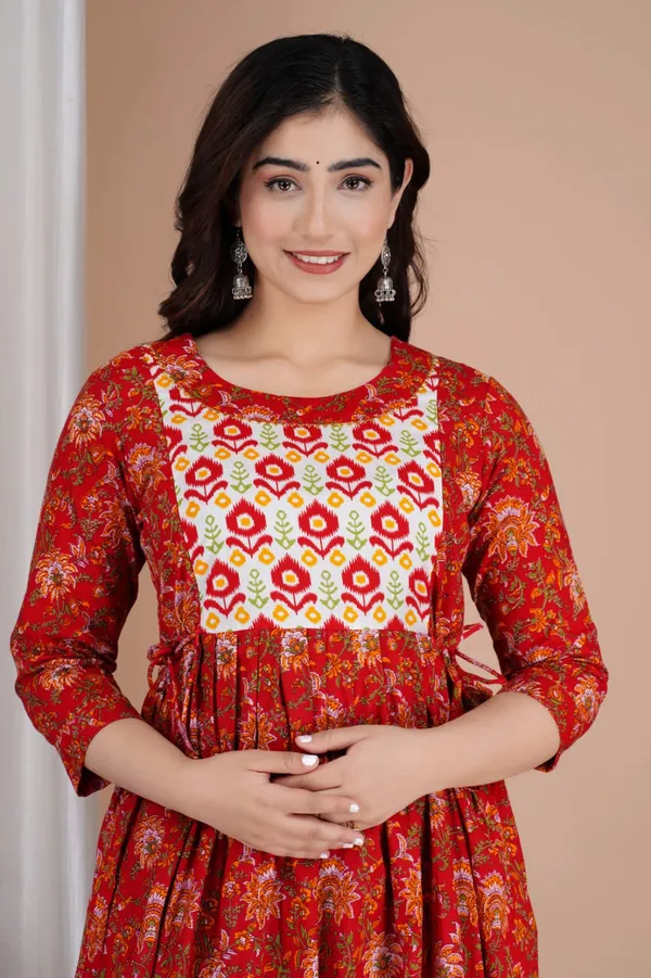 Cherry_gama_cotton_maternity_and_feeding_kurti_Combo_Of_2