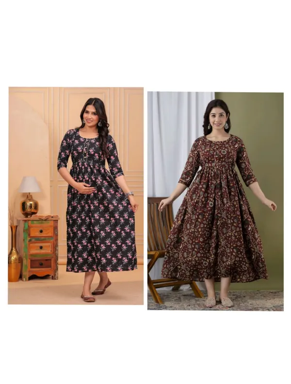 Chidi_flower_cotton_maternity_and_feeding_kurti_Combo_Of_2