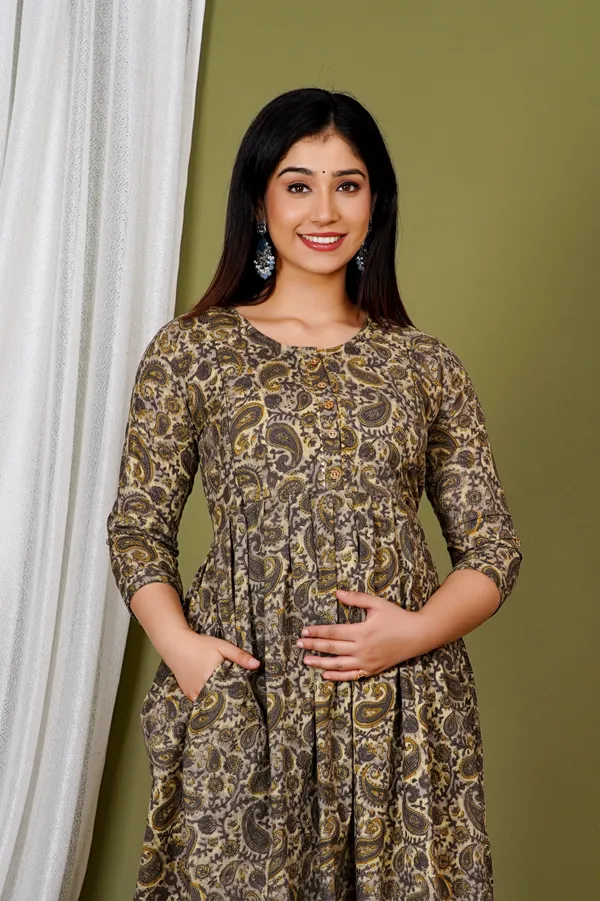Choclate_carry_rayon_maternity_and_feeding_kurti