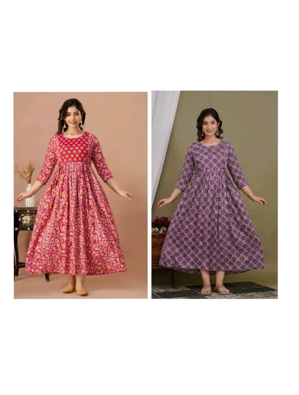 Flower__flak_cotton_maternity_And_feeding_kurti_Combo_Of_2