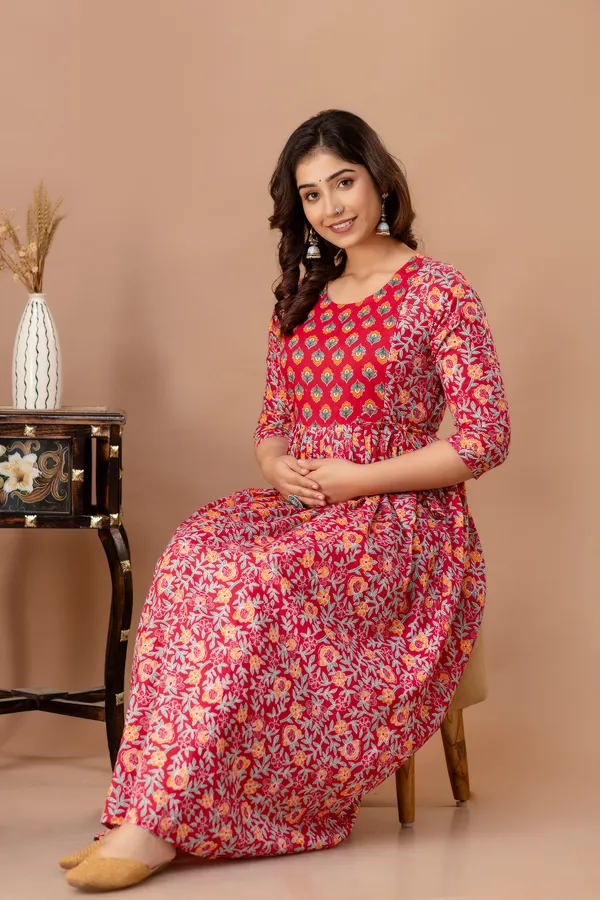 Flower__flak_cotton_maternity_And_feeding_kurti_Combo_Of_2