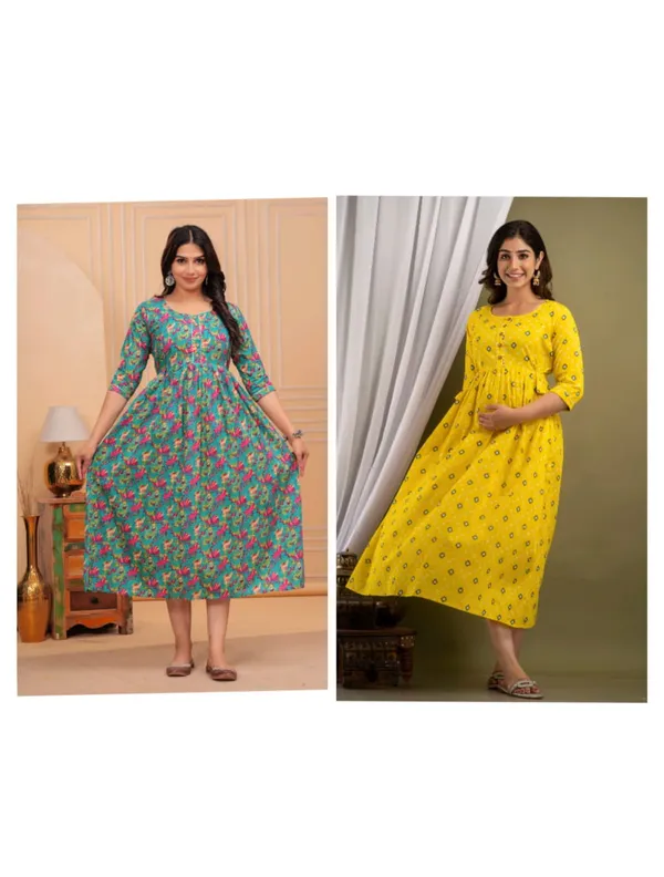 Flower_dote_cotton_maternity_and_feeding_kurti_Combo_Of_2