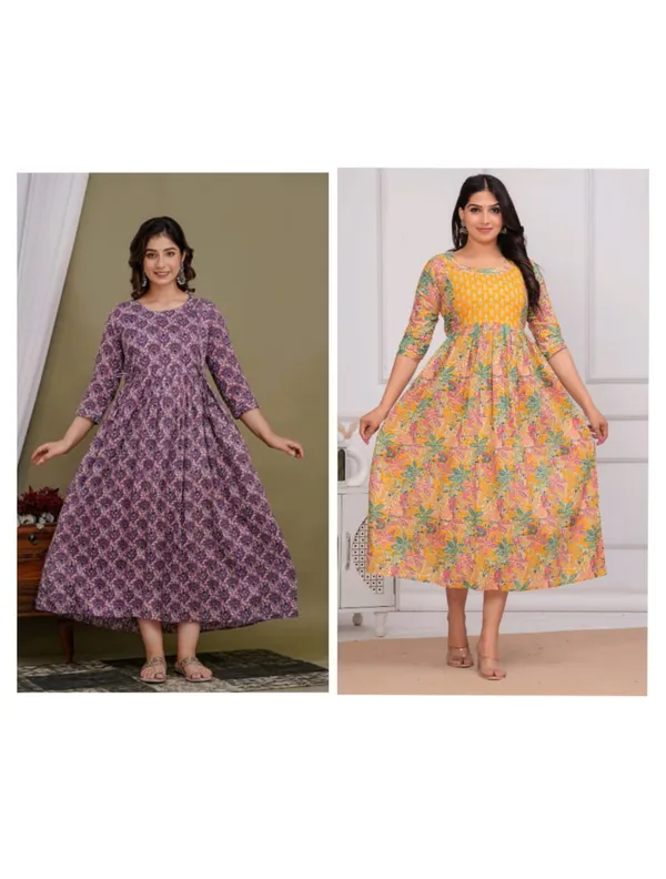 Flower_tring_cotton_maternity_and_feeding_kurti_Combo_Of_2