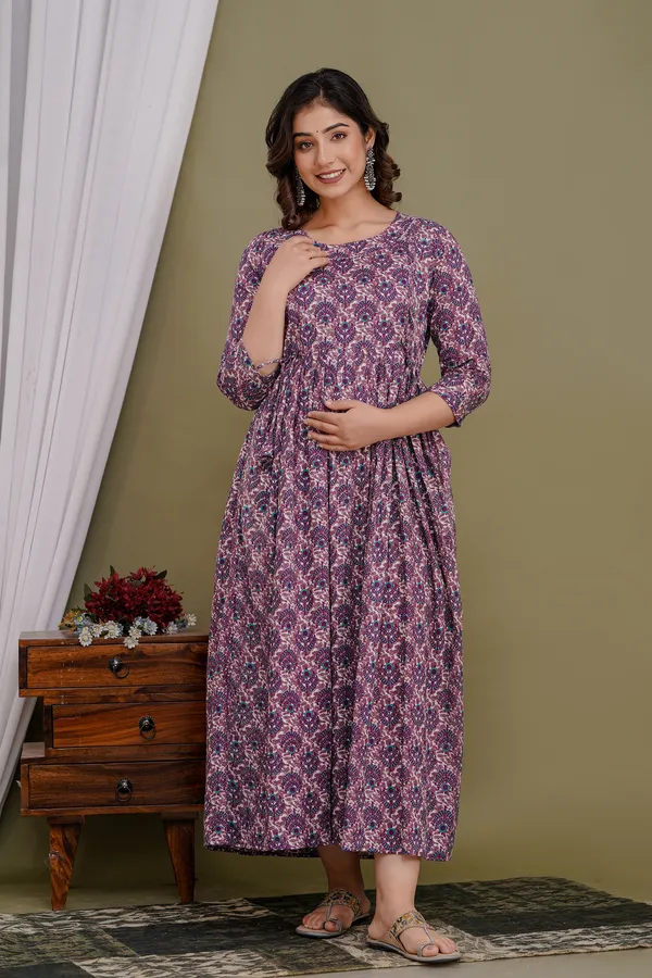 Flower_tring_cotton_maternity_and_feeding_kurti_Combo_Of_2
