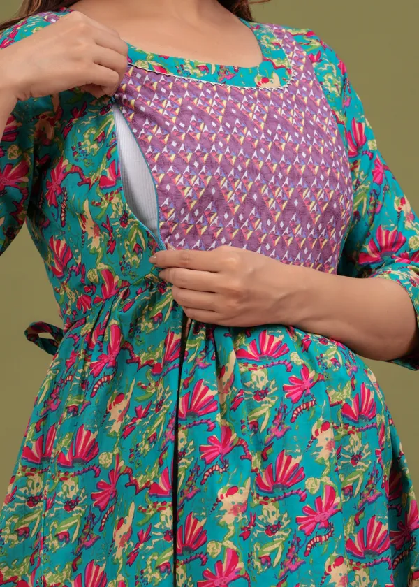 Garles_multi__Cotton_Maternity_And_Feeding_Kurti