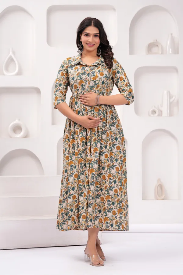 Golden_mix_rayon_maternity_and_feeding_kurti