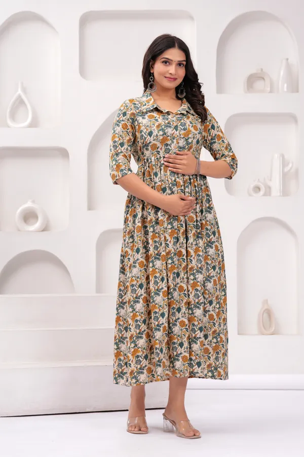 Golden_mix_rayon_maternity_and_feeding_kurti