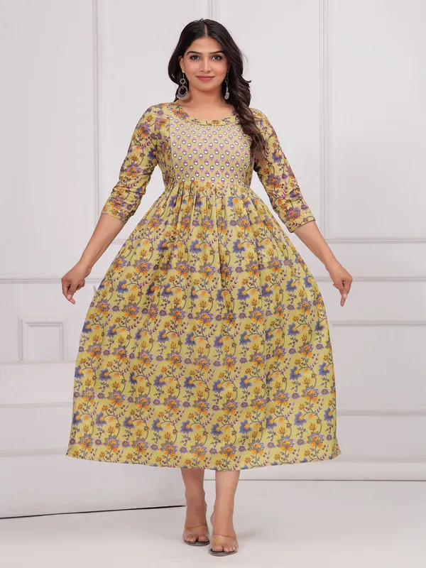 Golden_teach_cotton__maternity_and_feeding_kurti