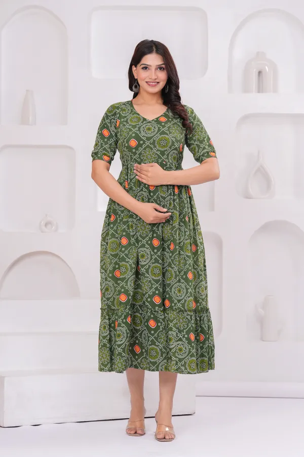 Green_cundri_cotton_maternity_and_feeding_kurti