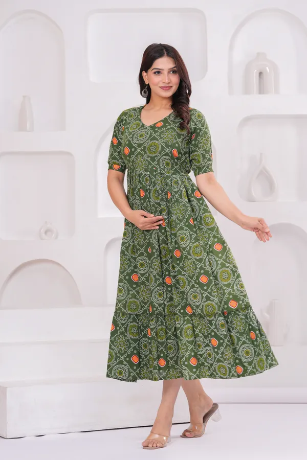 Green_cundri_cotton_maternity_and_feeding_kurti