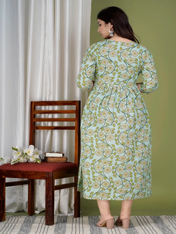 Green_laher_cotton_maternity_and_feeding_kurti