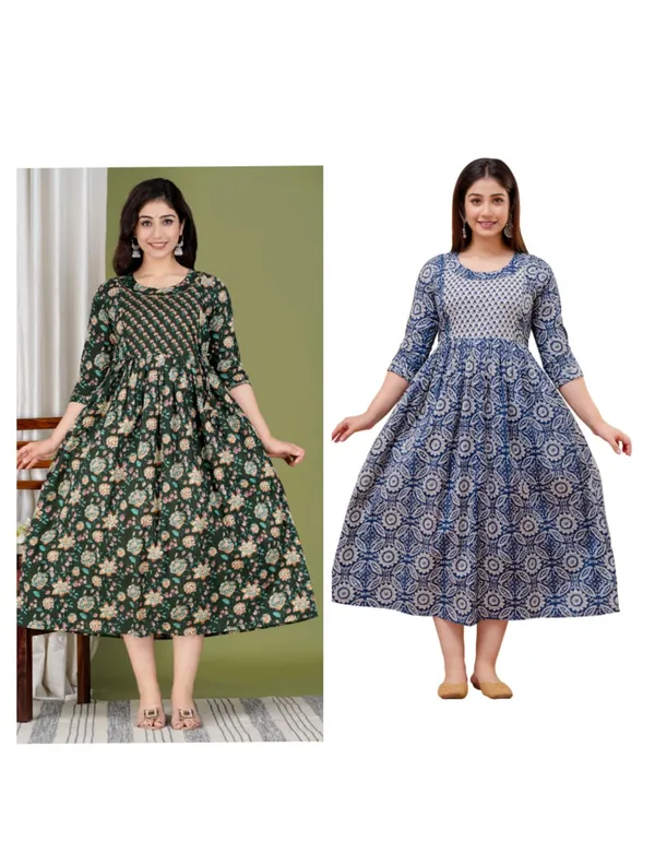 Green_sky_combo_cotton_maternity_and_feeding_kurti_Combo_Of_2