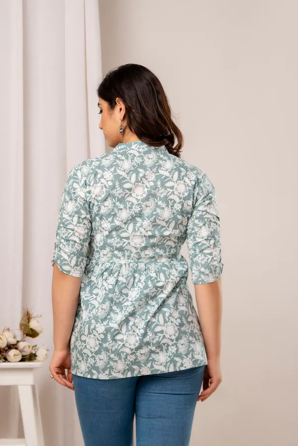 Grey_white_Cotton_Printed_Short_Top