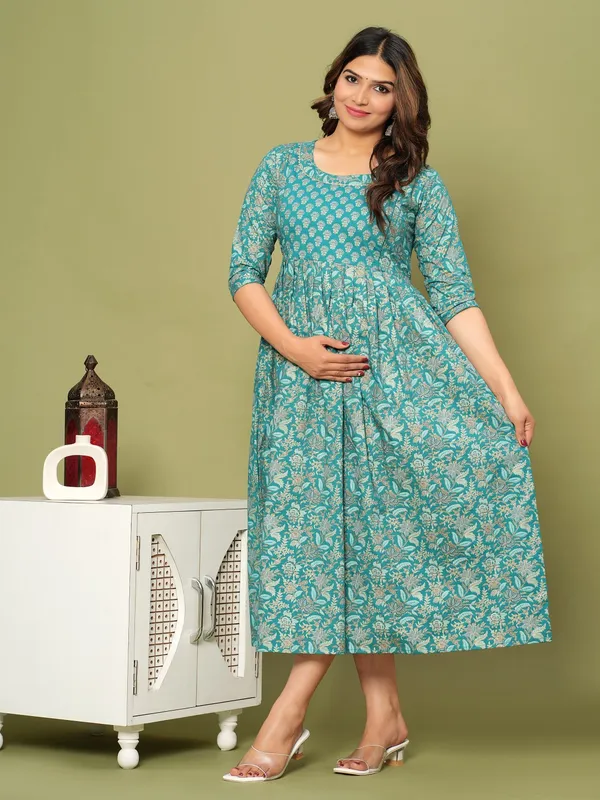 Greyning_flower_cotton_maternity_and_feeding_kurti_Combo_Of_2
